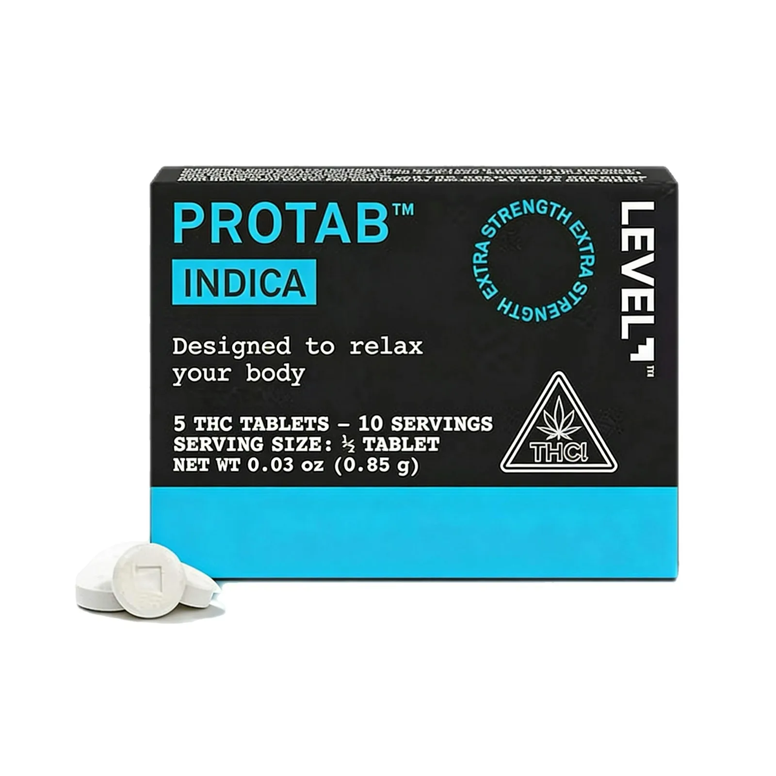 LEVEL - INDICA PROTAB - EXTRA STRENGTH - THC TABLETS - 5CT 20MG