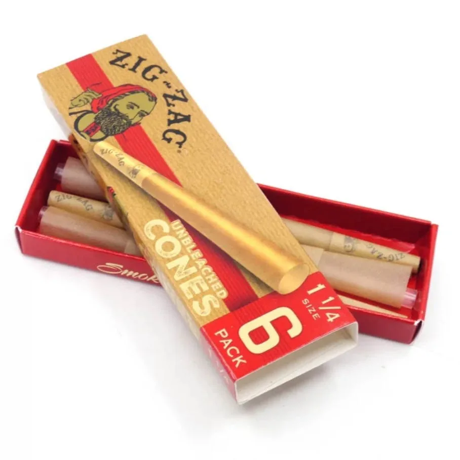 Zig Zag - Zig-Zag® Unbleached Cones 6 Pack 1¼ Size 84mm