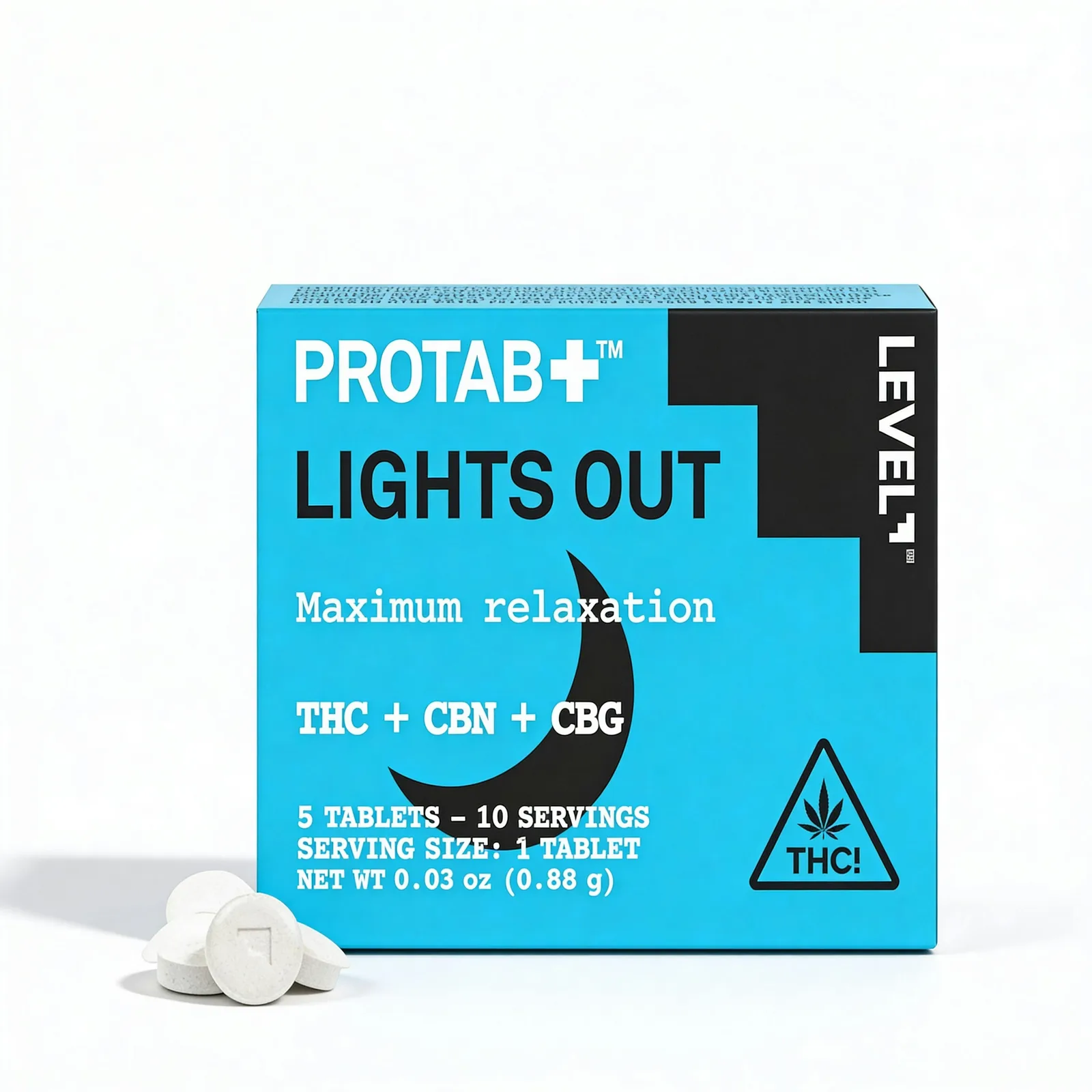 LEVEL - LIGHTS OUT PROTAB - MAXIMUM RELAXATION - THC:CBN:CBG TABLETS - 5CT 20MG