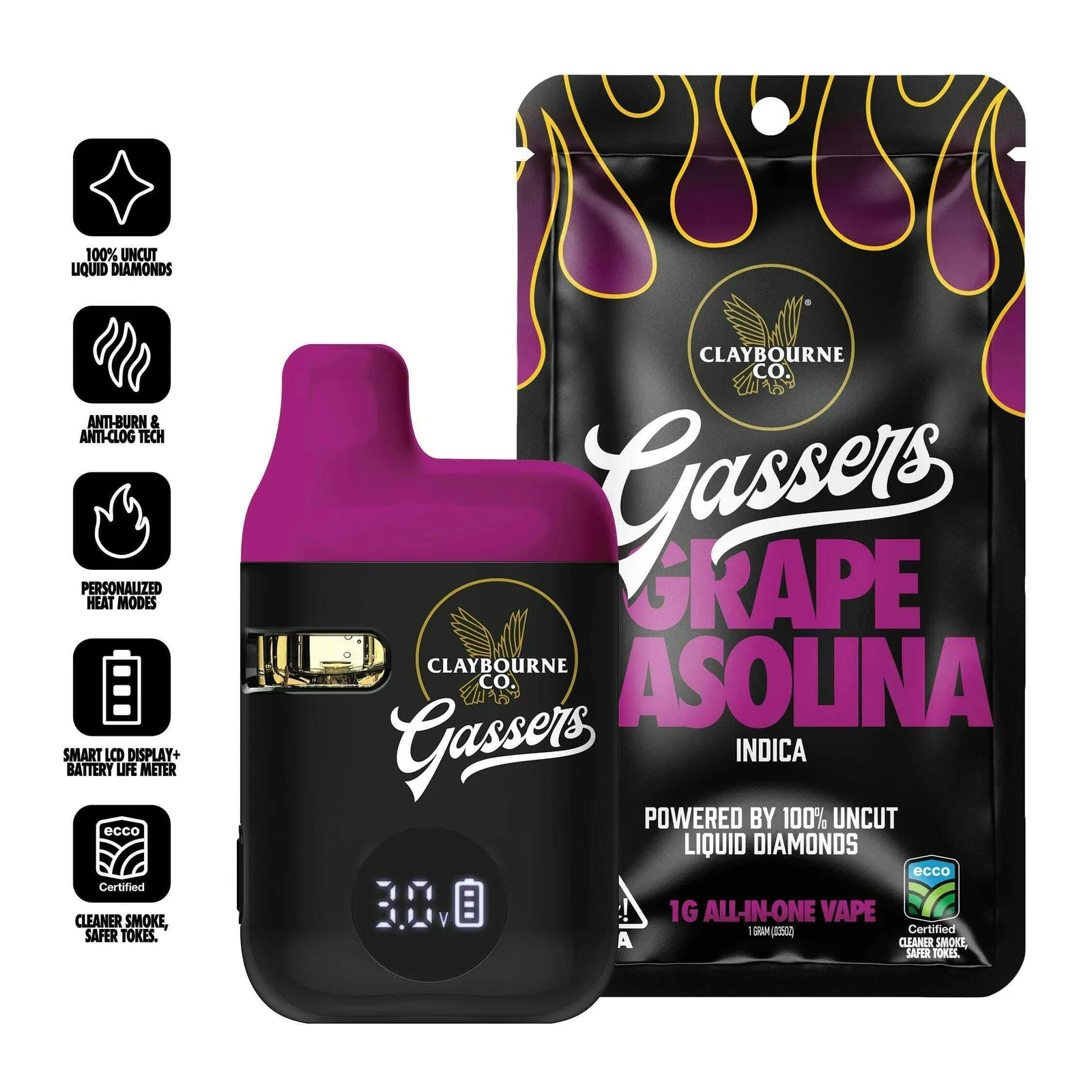 Grape Gasoline (I) - 1g Gassers Vape All-In-One - Retail