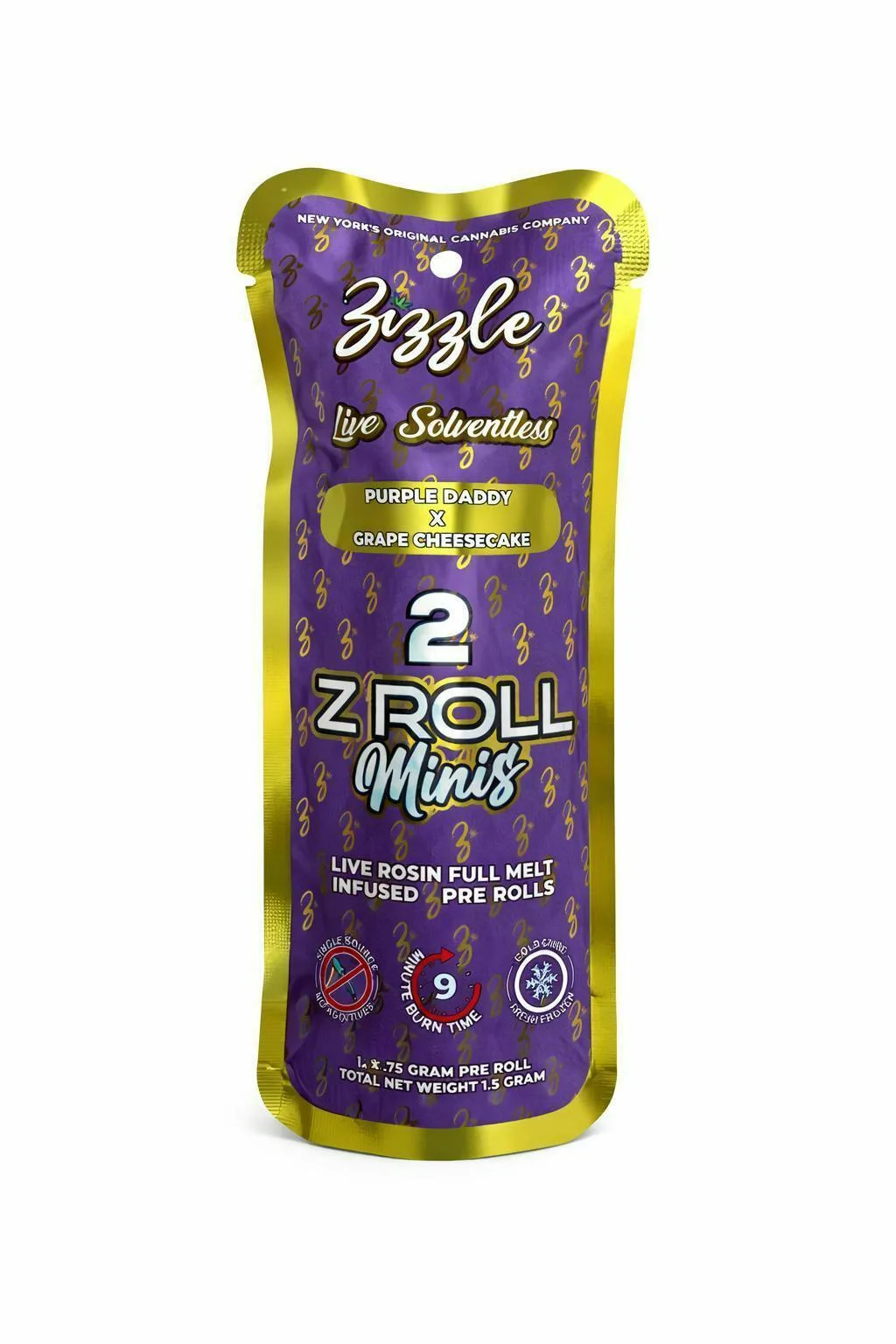 ZIZZLE - PURPLE DADDY X GRAPE CHEESECAKE - FULL MELT ROSIN PRE-ROLLS 2PK