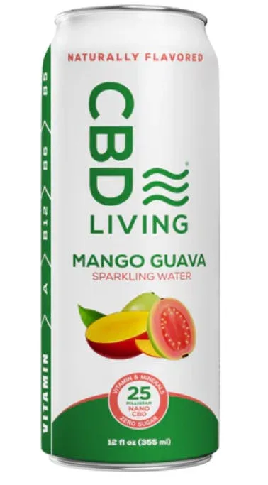 CBD Living - Mango Guava Sparkling Water - 12oz - 25mg