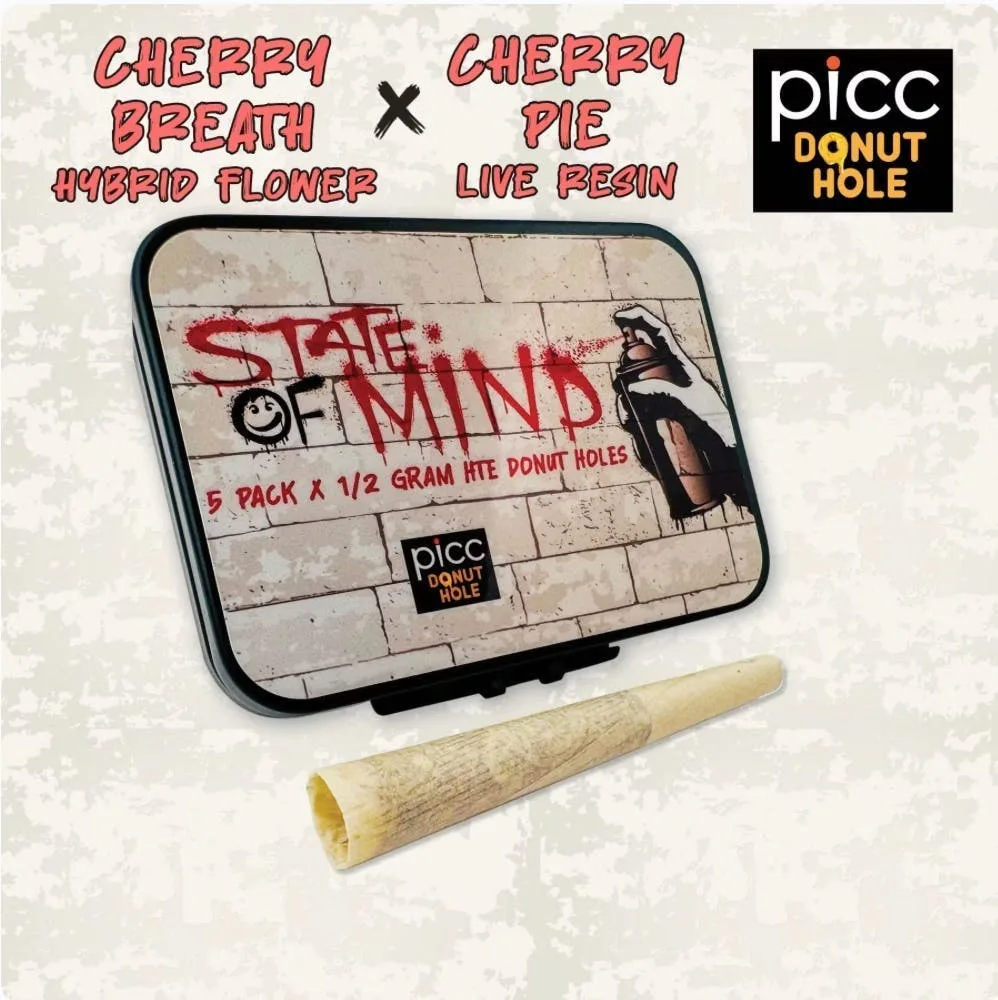 STATE OF MIND - CHERRY BREATH X CHERRY PIE - LIVE RESIN INFUSED - .5G PREROLL - 5PK