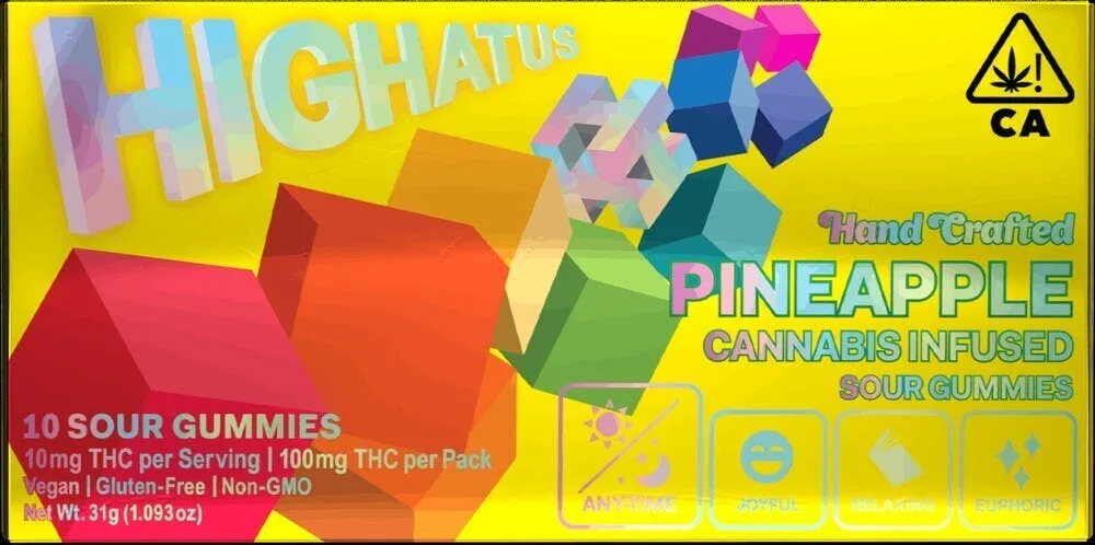 HIGHATUS - SOUR GUMMIES - PINEAPPLE 100MG