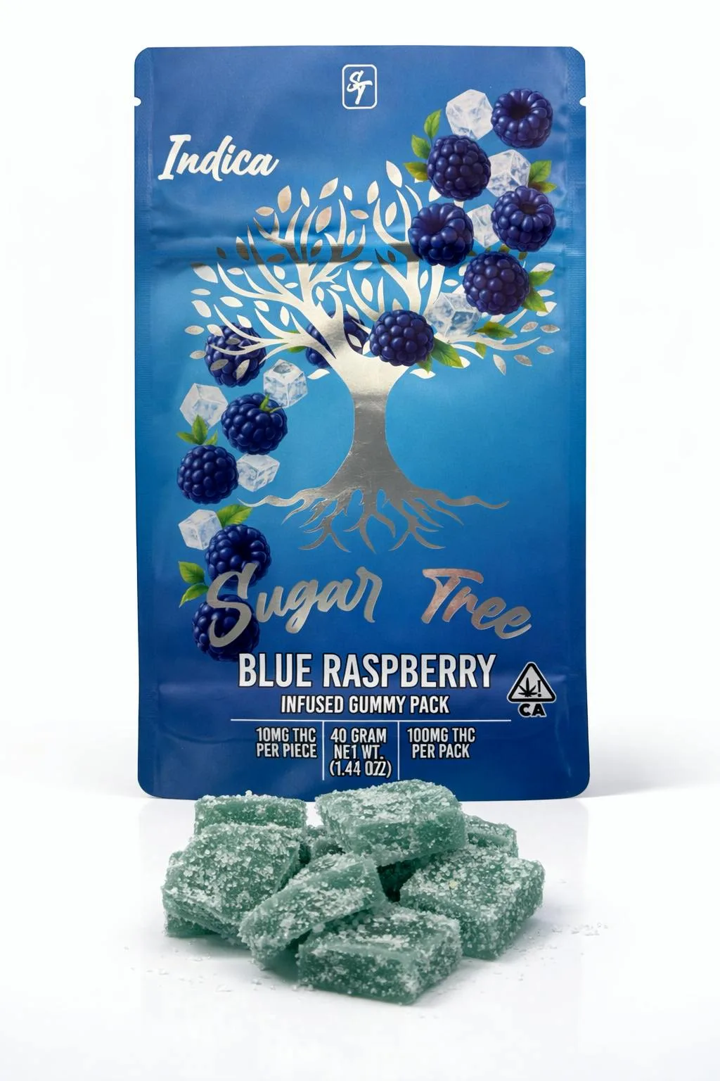 Sugar Tree - Blue Raspberry Infused Gummies, 100mg THC 10pk