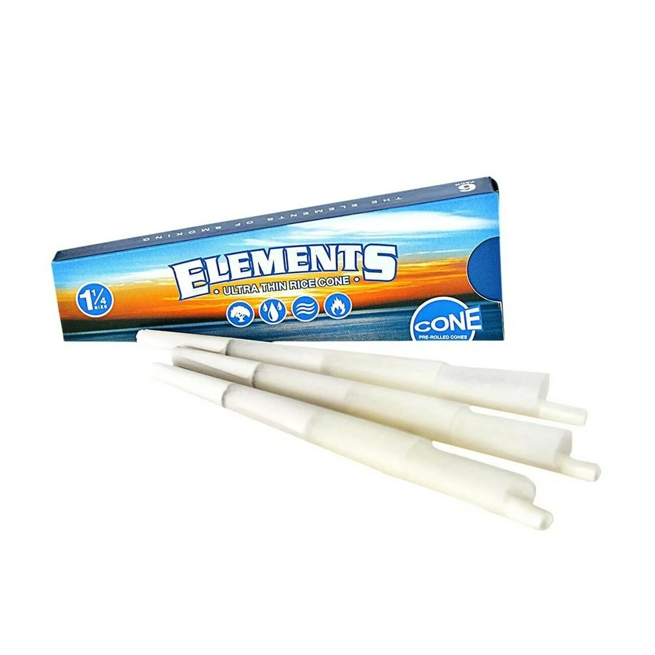 Elements Pre-Rolled Cones 1 1/4" 6 cones per pack