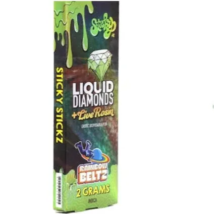 Sticky Stickz; Crushed Diamonds + Live Rosin 2g Disposable Pen - Rainbow Beltz (I)