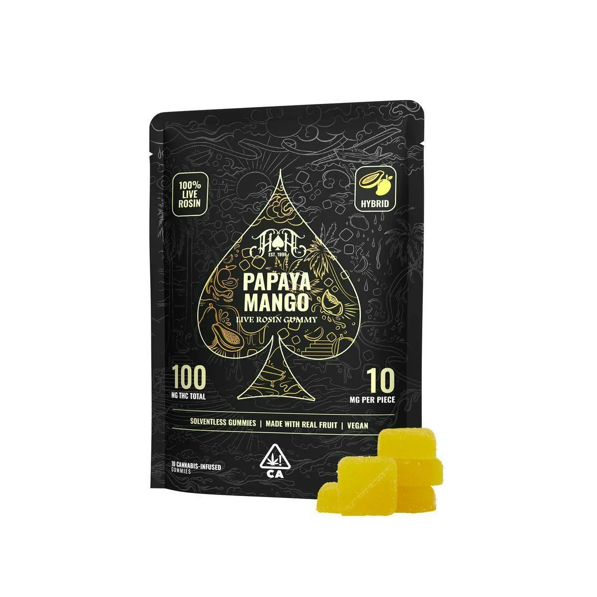 Heavy Hitters: 100mg Live Rosin Gummy Pack: Papaya Mango [H]