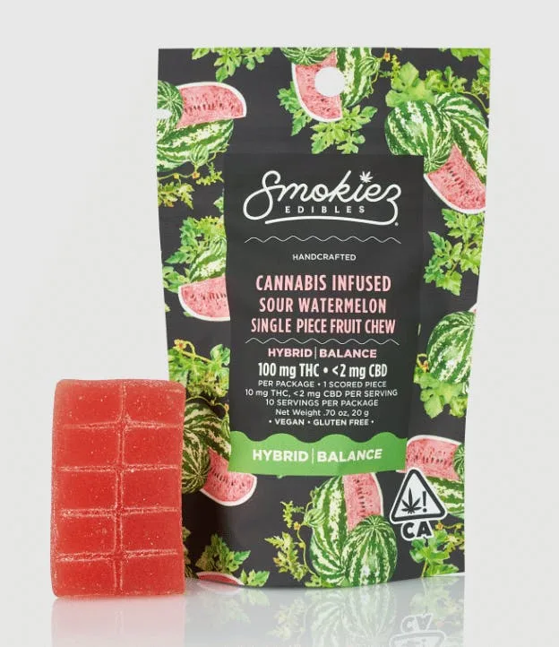 Smokiez - Scored Bar | 100mg | Single Gummy | Sour Watermelon - Gummies