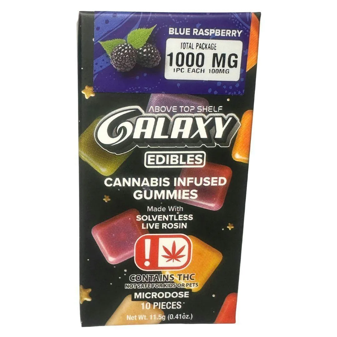Galaxy Blue Raspberry Live Rosin Gummies 1000mg