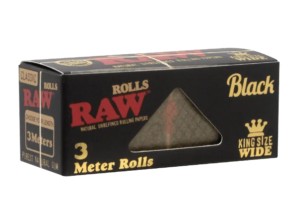RAW - PAPERS - KING SIZE - 1PK - 3 METER ROLLS BLACK