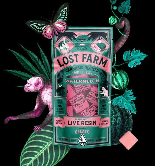Watermelon x Gelato [H] | 100mg THC | 10PK Live Resin Fruit Chew | Lost Farm