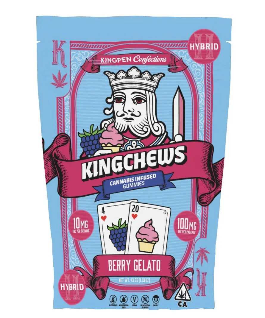 Kingpen Kingchews Berry Gelato Gummies 100mg THC