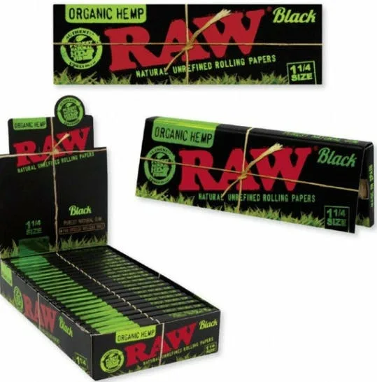 Raw: Natural Unrefined Rolling Papers Black 1 1/4