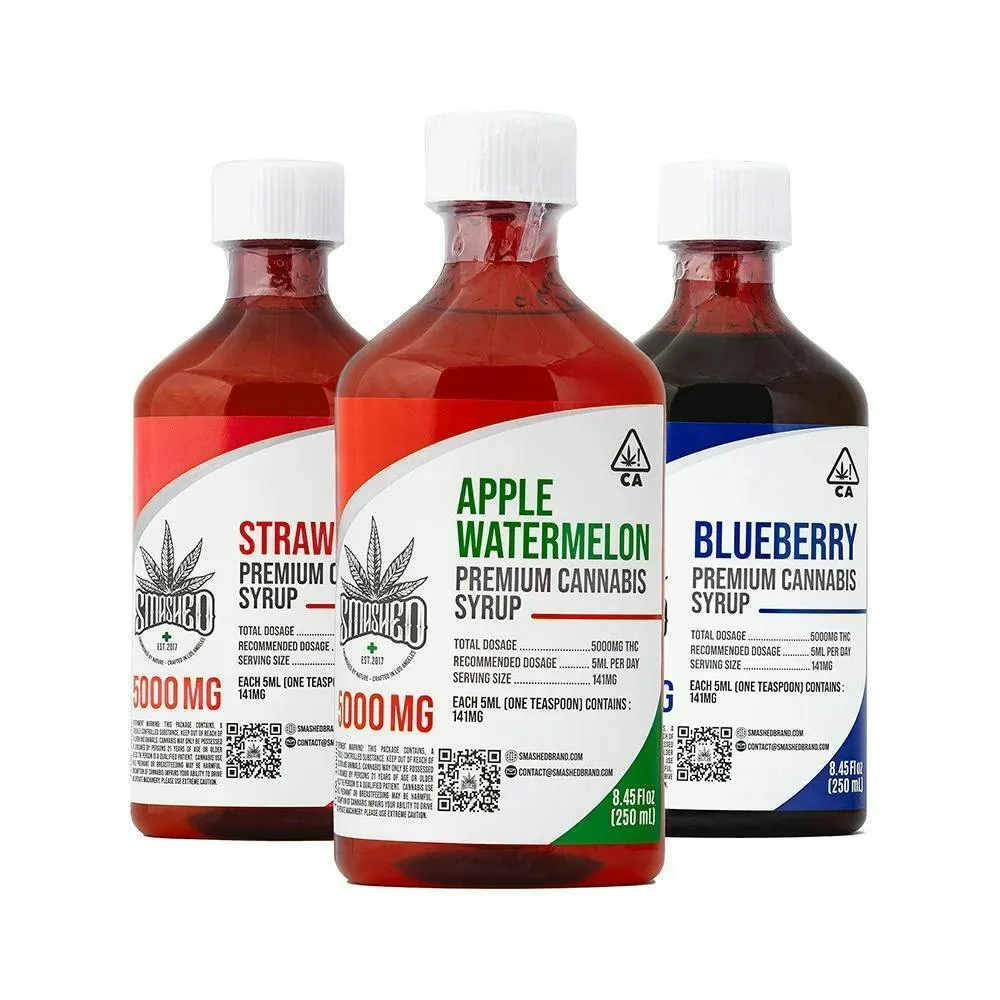Smashed 5000MG Strawberry CYRUP 250ML Vegan