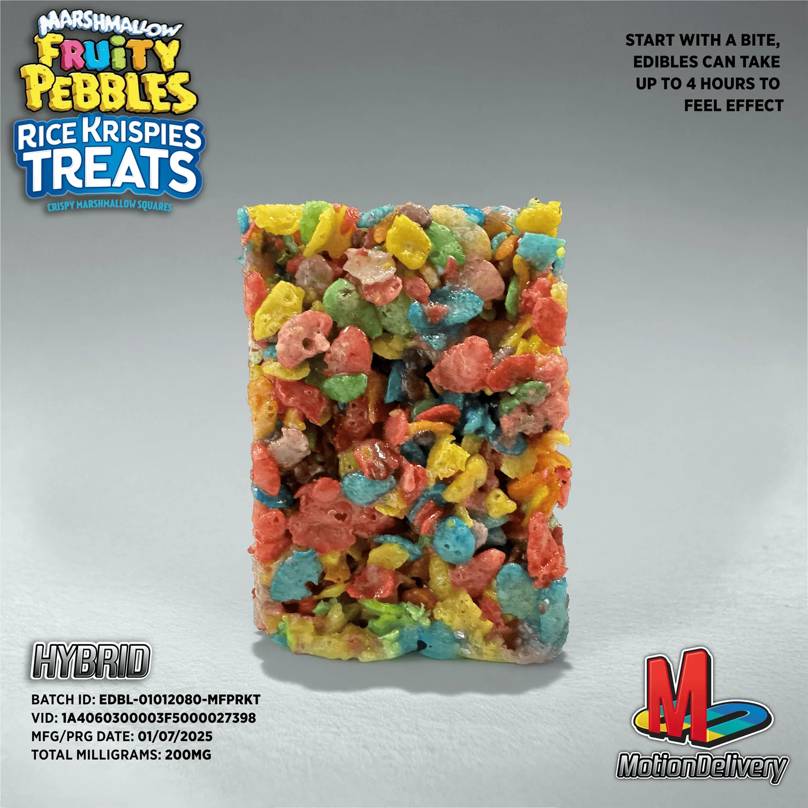 Marshmallow Fruity Pebbles Rice Krispy Treat 200mg