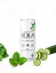 Voila! - Cucumber Mint 10MG THC/ 5MG CBD Sparkling Mineral Water
