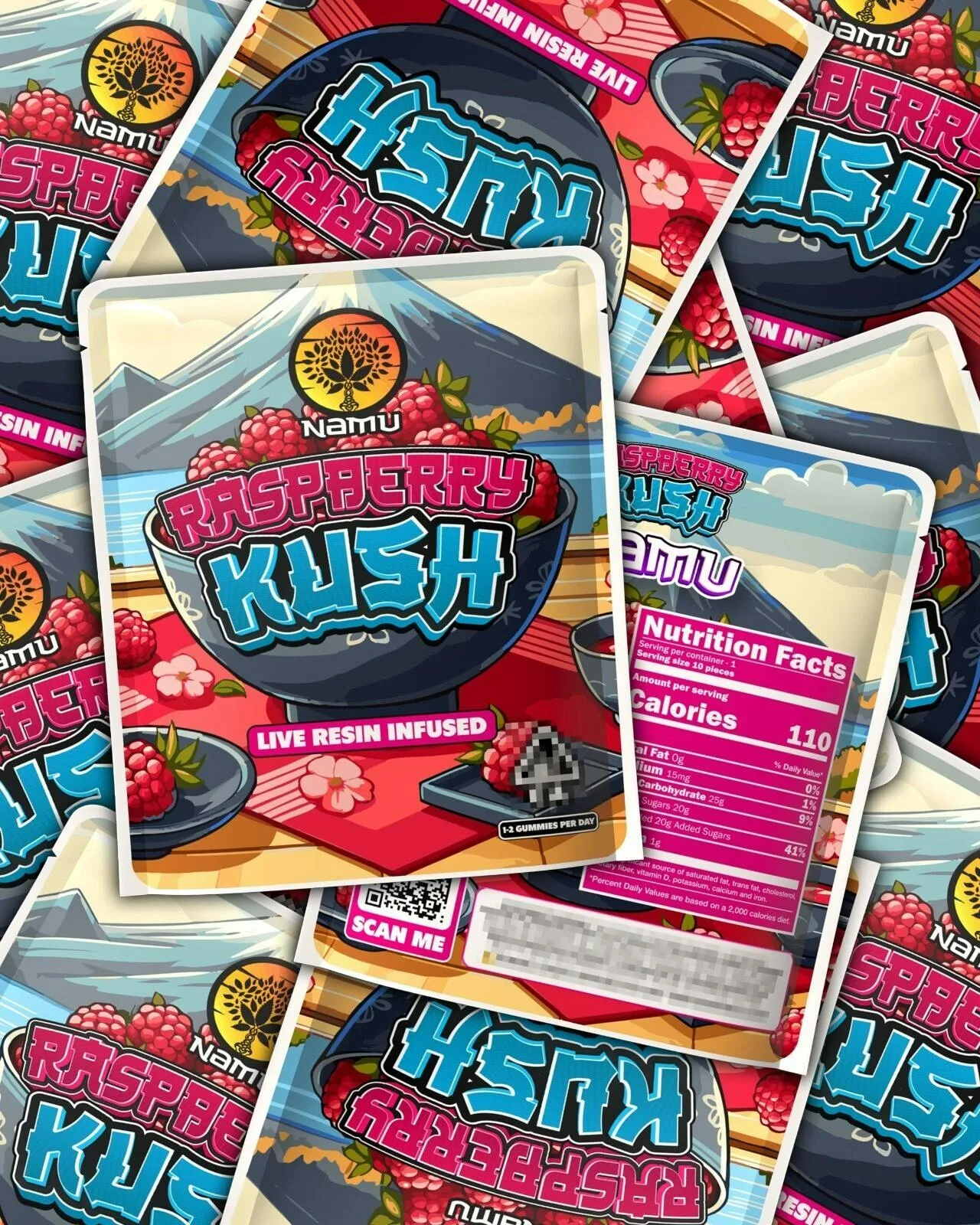 500mg Raspberry Kush live resin gummy