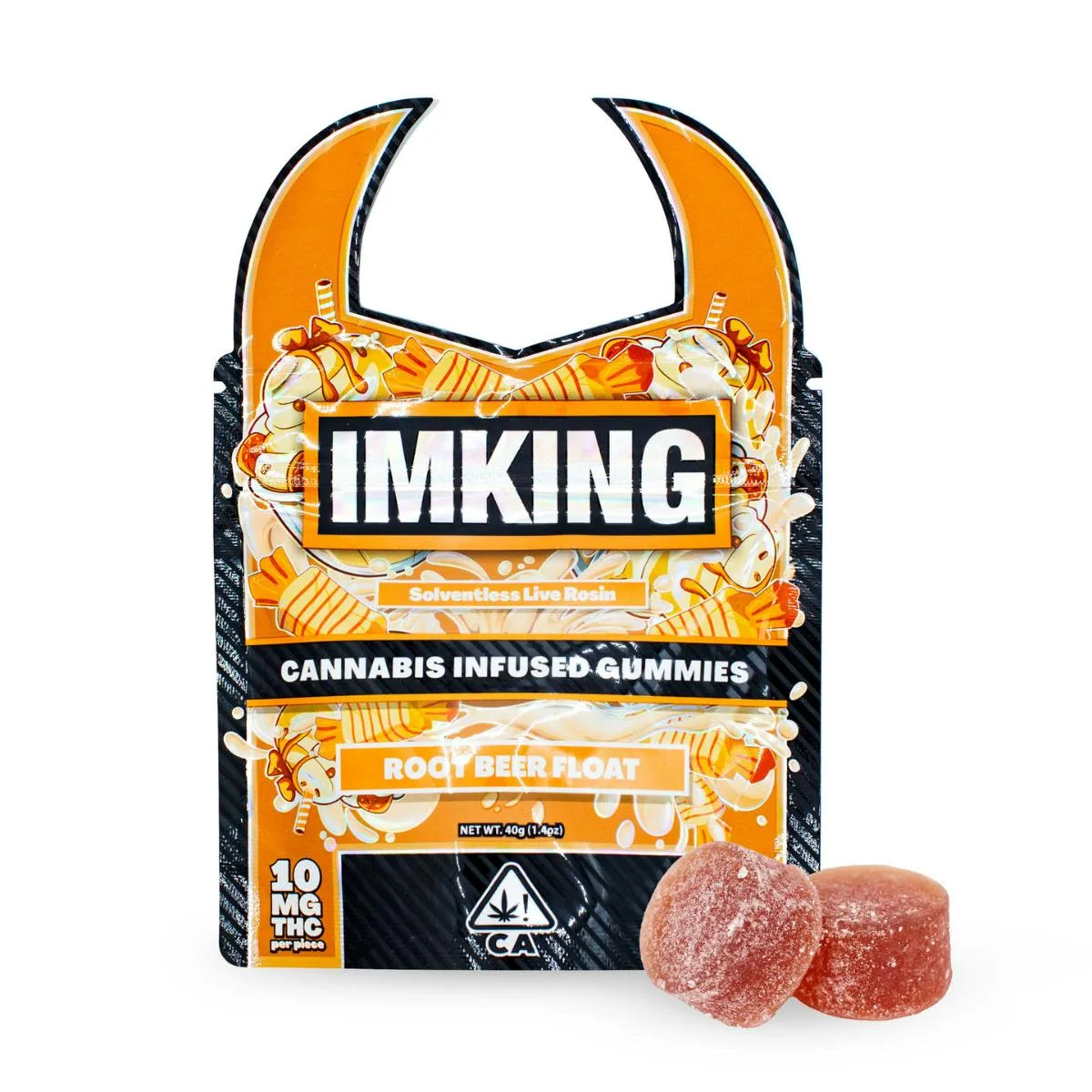 IMKING | Root Beer Float | Solventless Live Rosin Gummies | [100mg] 10pk | Hybrid