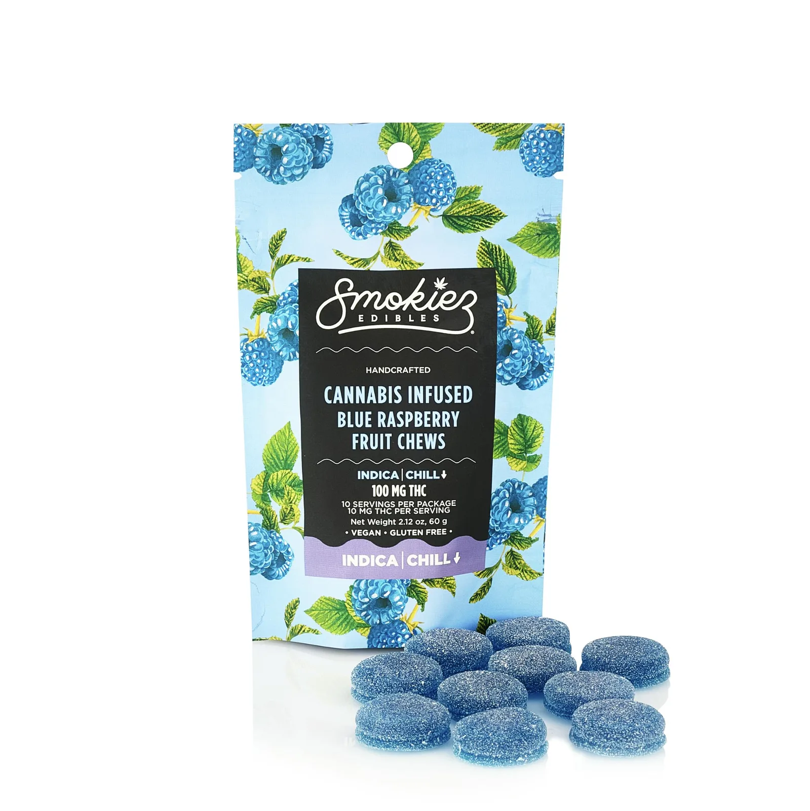 Blue Raspberry INDICA 100mg THC Fruit Chews - AZ