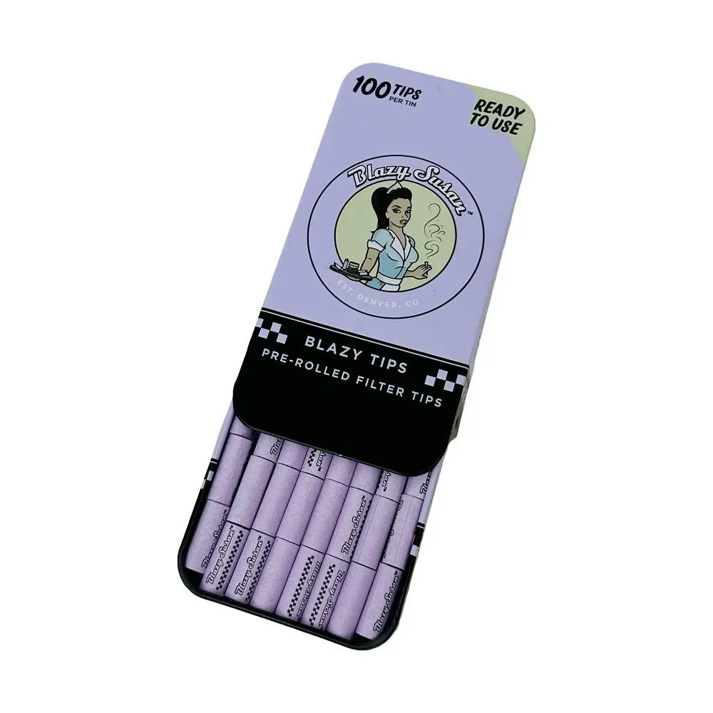 BLAZY SUSAN - BLAZY SUSAN PRE-ROLLED TIPS 100 COUNT PURPLE TIN - BLAZY SUSAN PRE-ROLLED TIPS 100 ...