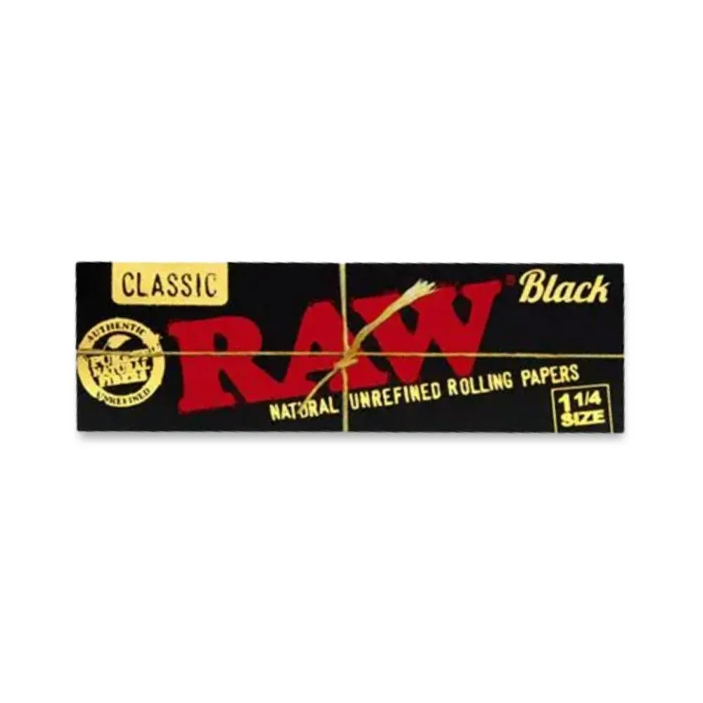 1 1/4 BLACK ORGANIC ROLLING PAPER - RAW