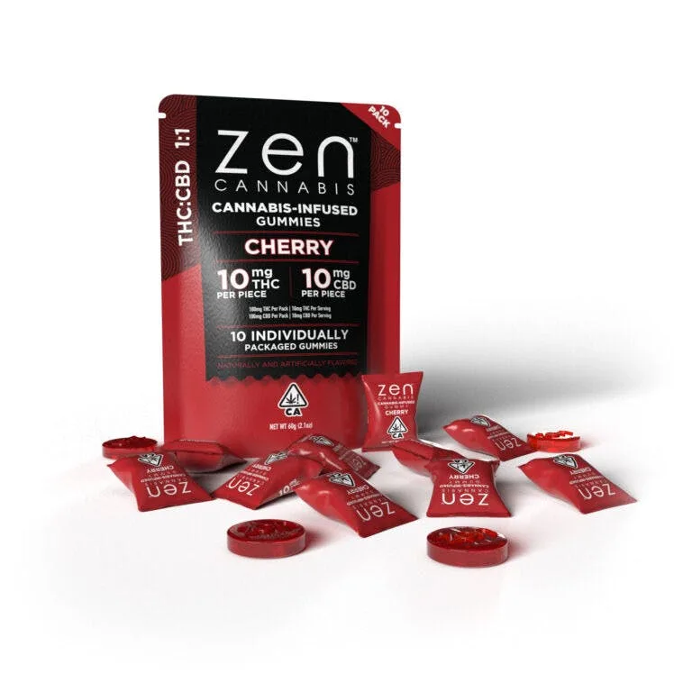 Zen- 1:1 Cherry Gummies (THC:CBD) 100mg