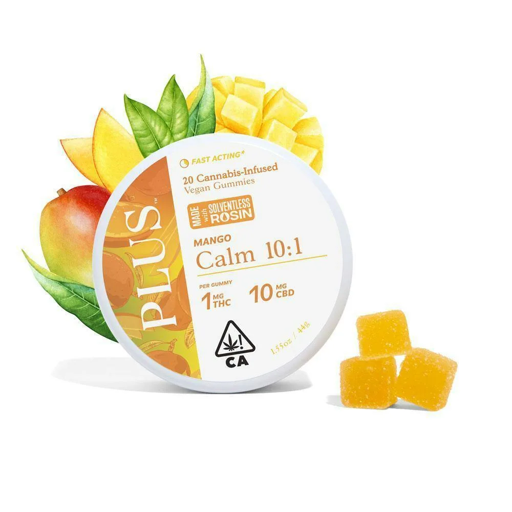 PLUS Mango Calm 10:1 CBD (H) Rosin Gummies 100mg