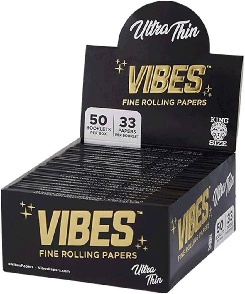 Vibes- Fine Rolling Papers Ultra Thin King Size (Black)