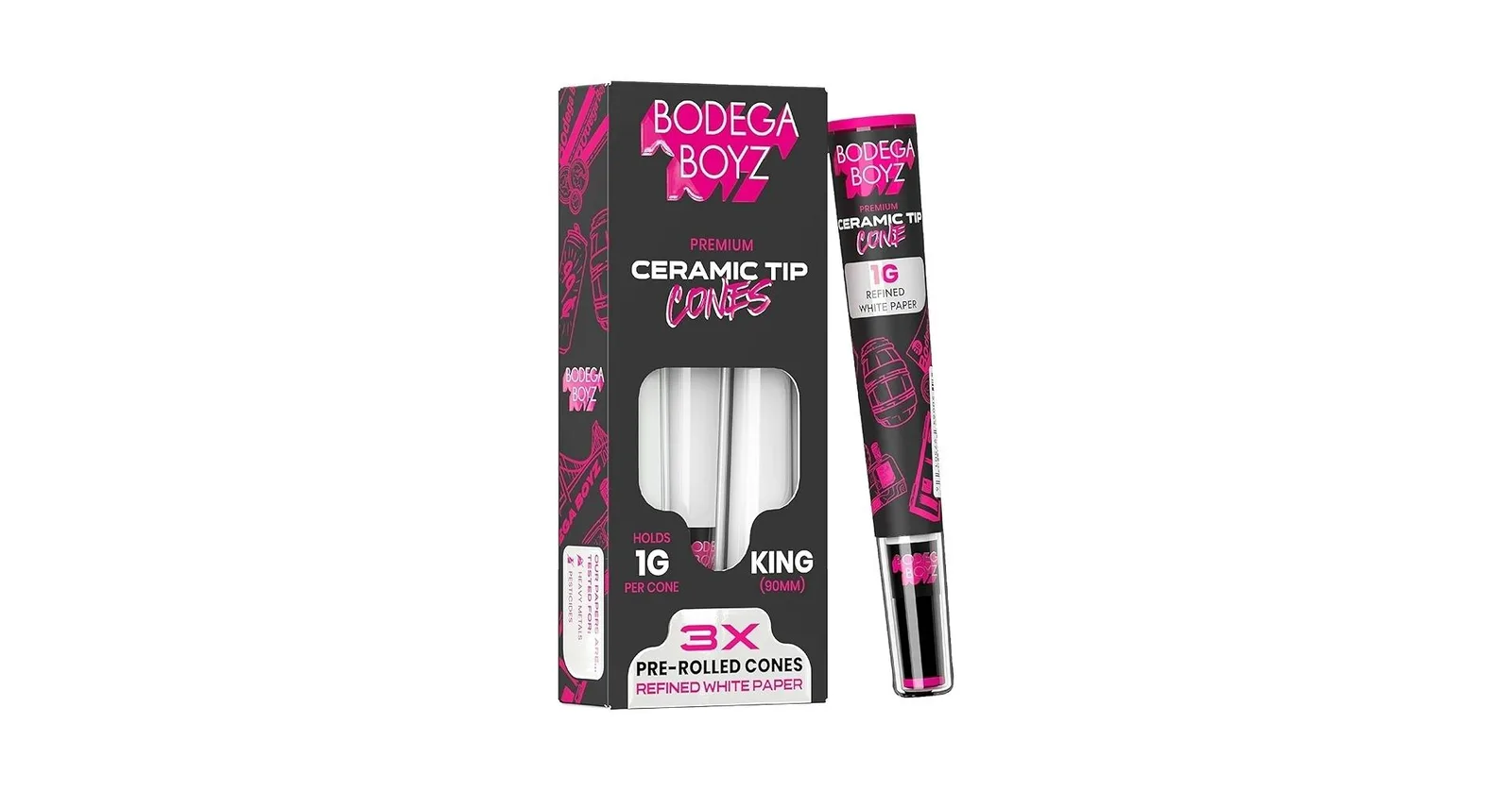 Bodega Boyz Premium Ceramic Tip Cones 1g 3pk Refined Paper