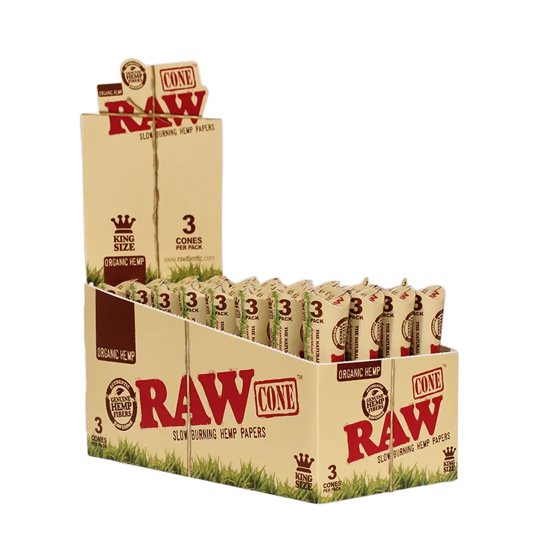 Pops Glass - RAW ORGANIC HEMP CONE 3PK