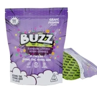 Buzz - Grape Fusion 1:1 Solventless Rosin Gummies (100MG)