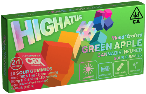 Highatus - Green Apple 2:1 CBD (s) - Sour Gummies - 100mg