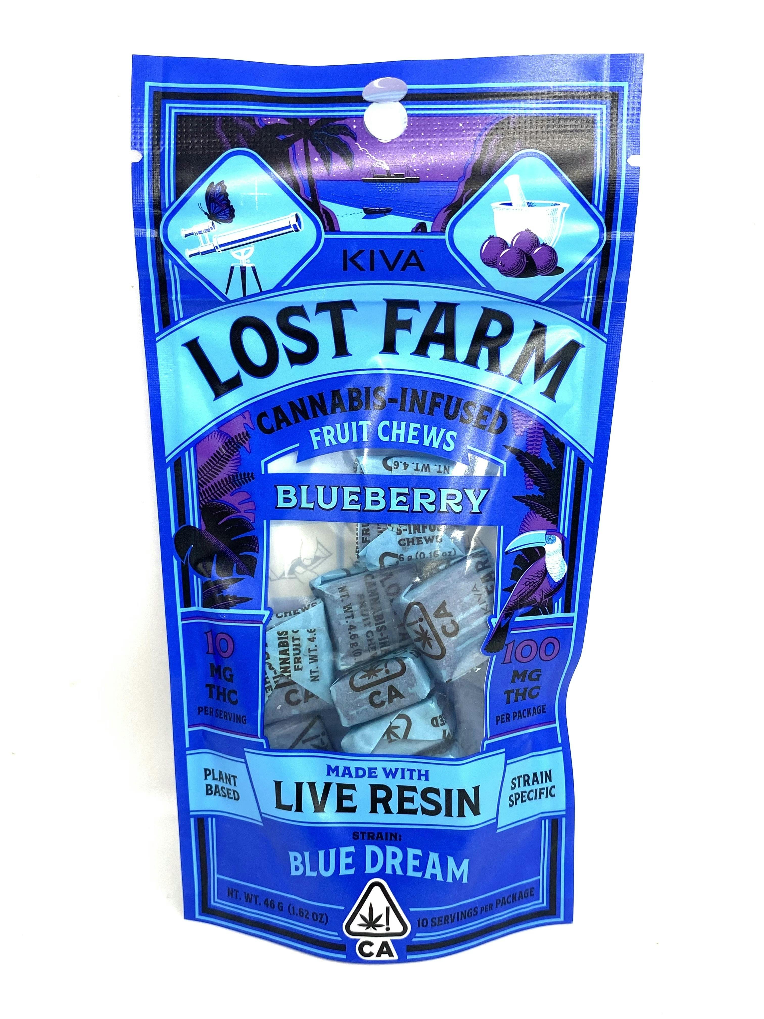 Lost Farm - Chews - Blueberry x Blue Dream - 100mg, LIVE RESIN!