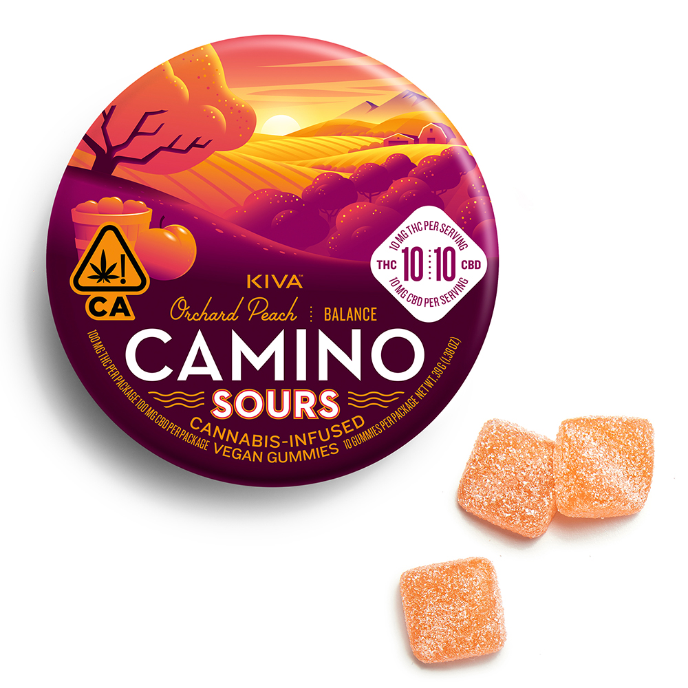 CAMINO ORCHARD PEACH 10:10 CBD SOUR GUMMIES