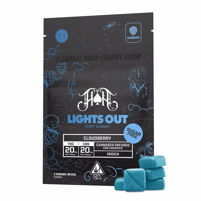 Cloudberry Lights Out Sugar Free 100mg THC / 100mg CBN Gummy