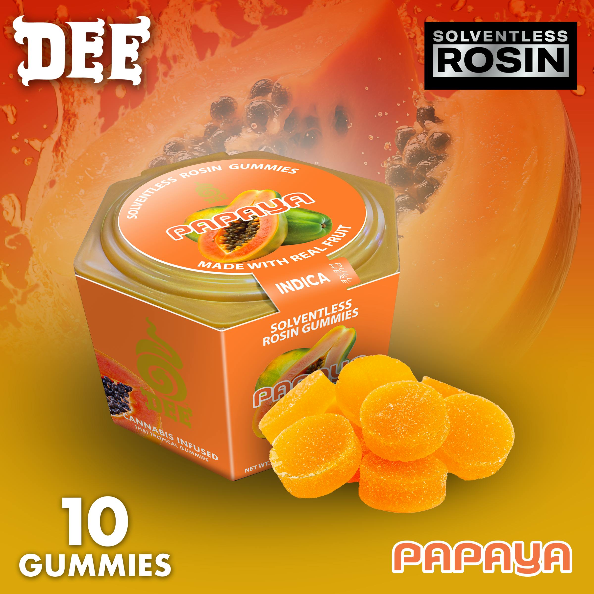 Dee - Rosin Gummies - Restore - Papaya - 1 THC : 1 CBD - 200mg
