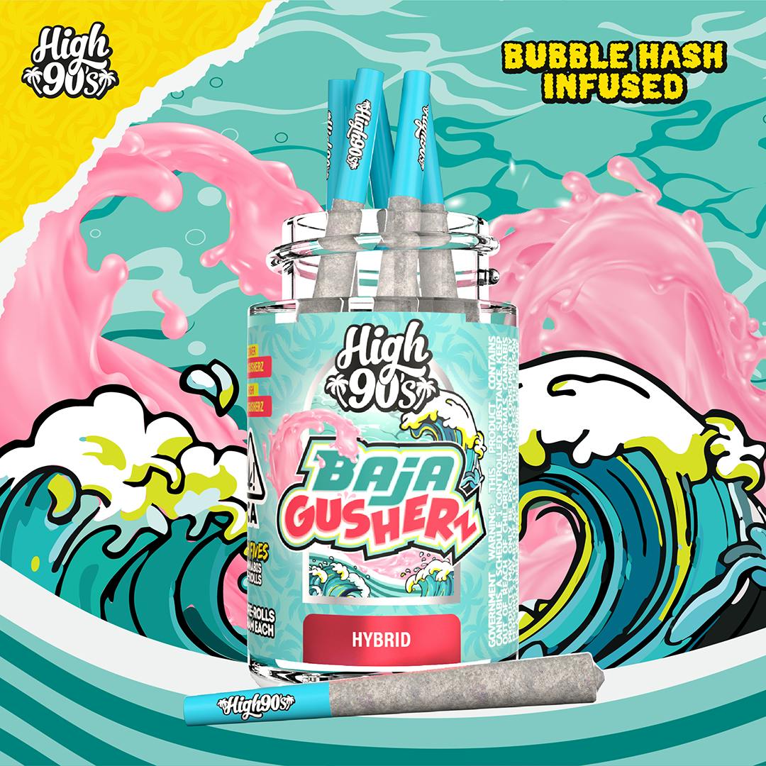 Baja Gusherz - 0.5g High Fives Bubble Hash Infused Pre-Rolls 5 Pack