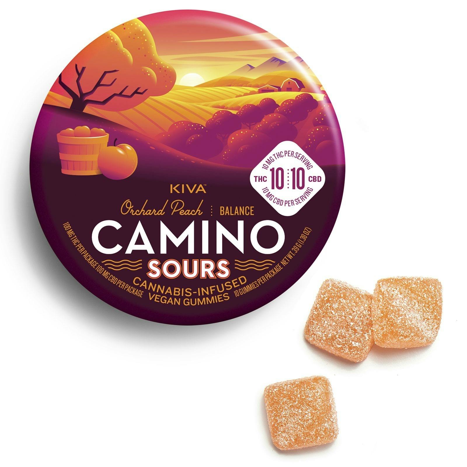 CAMINO | EDIBLE | ORCHARD PEACH - SOURS - 1:1 - THC:CBD | 100MG