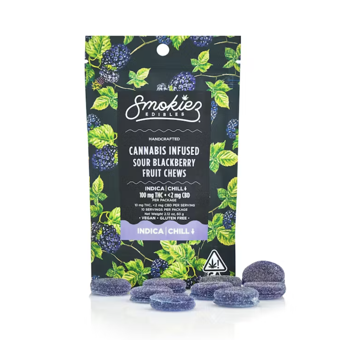 Smokiez Edibles - 100mg Fruit Chews - Sour Blackberry - 60 g
