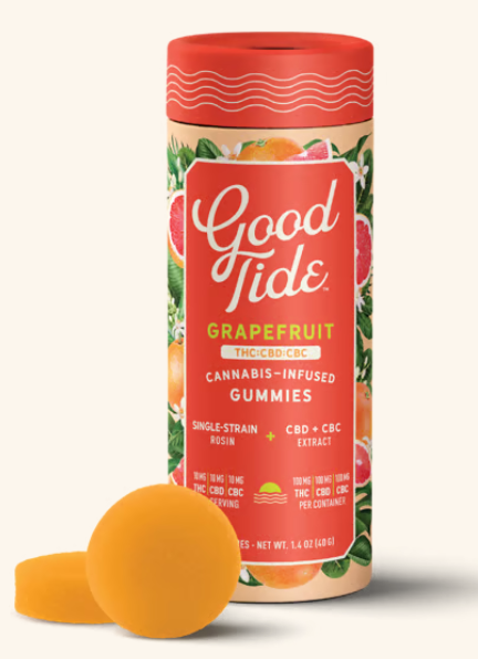 GOOD TIDE 100MG ROSIN GUMMIES THC:CBD:CBC - GRAPEFRUIT