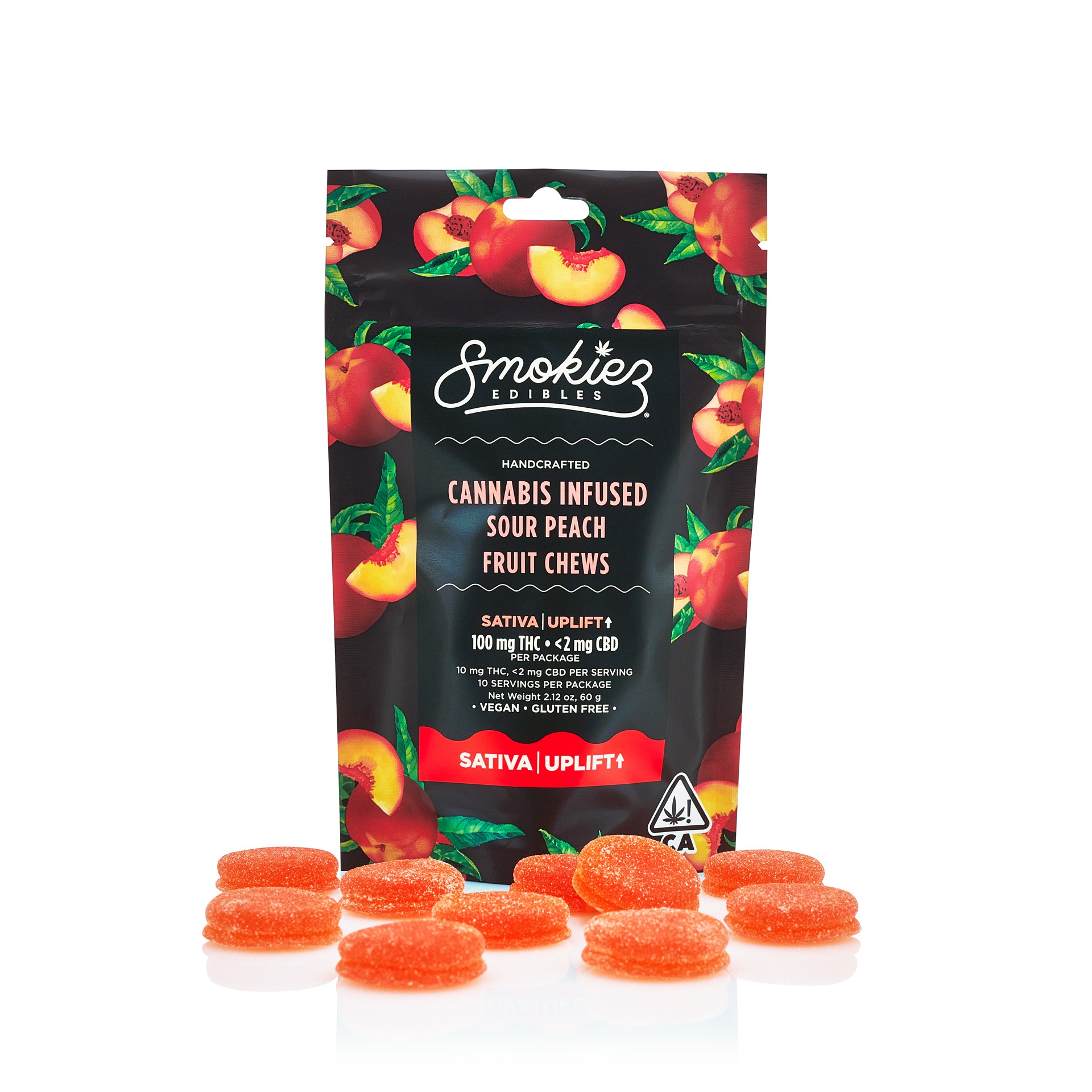 Sour Peach Fruit Chews 100mg Bag