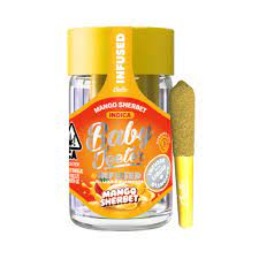 Jeeter | Baby Jeeter Mango Sherbet (I) | .5g x 5 Rosin Enhanced Diamond Infused Preroll Joints