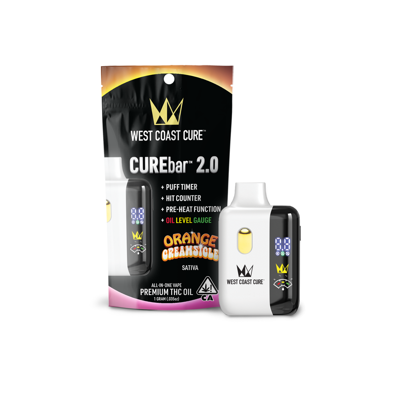 West Coast Cure 2.0 Disposable CUREbar - Orange Creamsicle (1g Sativa) *NEXTDAY DELIVERY ONLY*