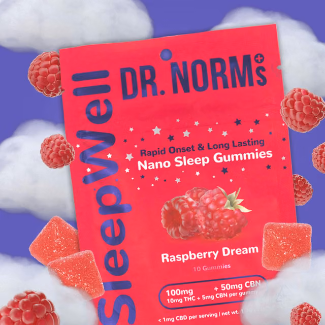 Raspberry Sleep Well Gummies w/ CBN 10pk 100mg - Gummies