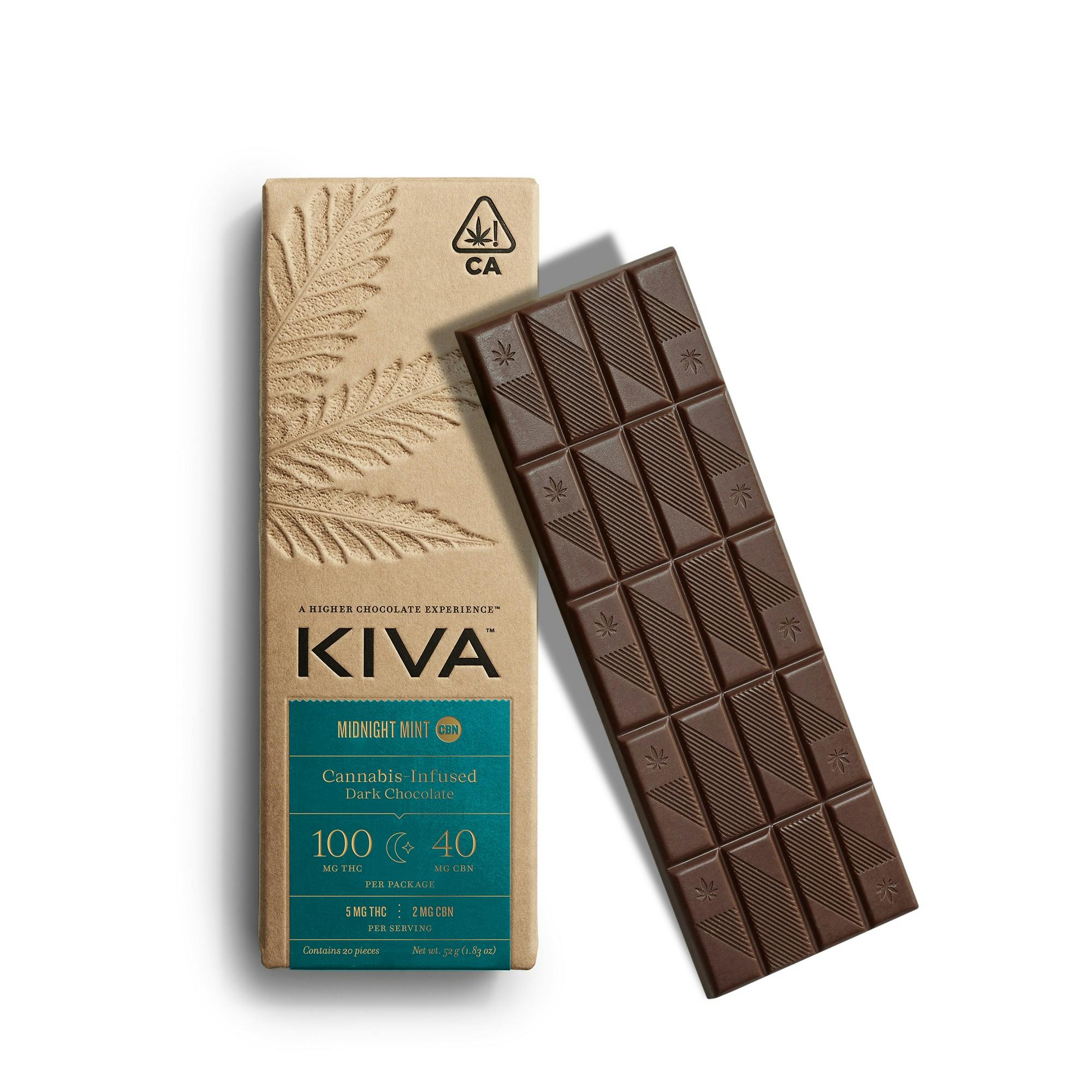 Kiva - CBN Midnight Mint Chocolate Bar 100mg