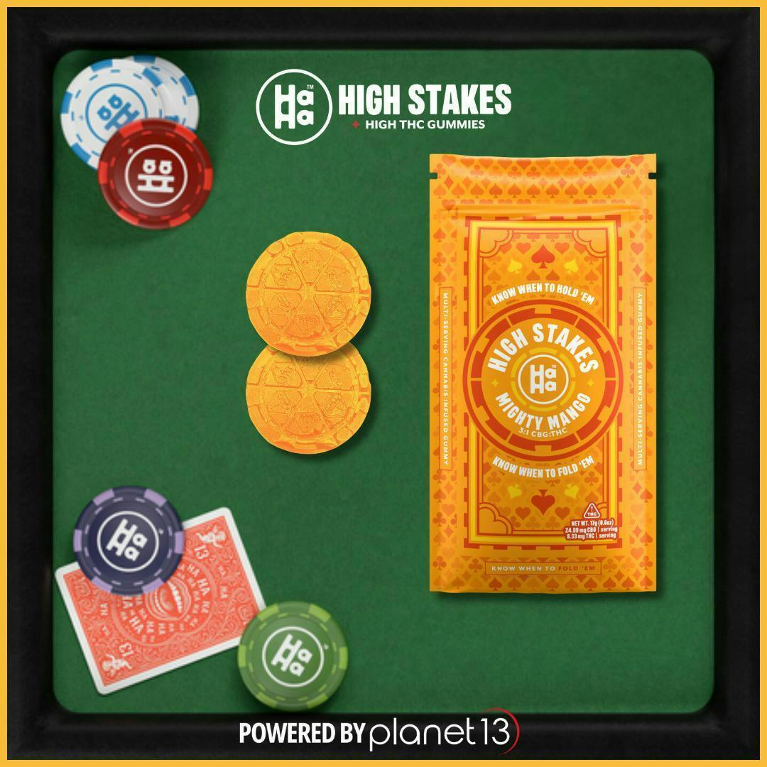 High Stakes Mighty Mango 3:1 300mgCBG:100mgTHC Gummies 2pk