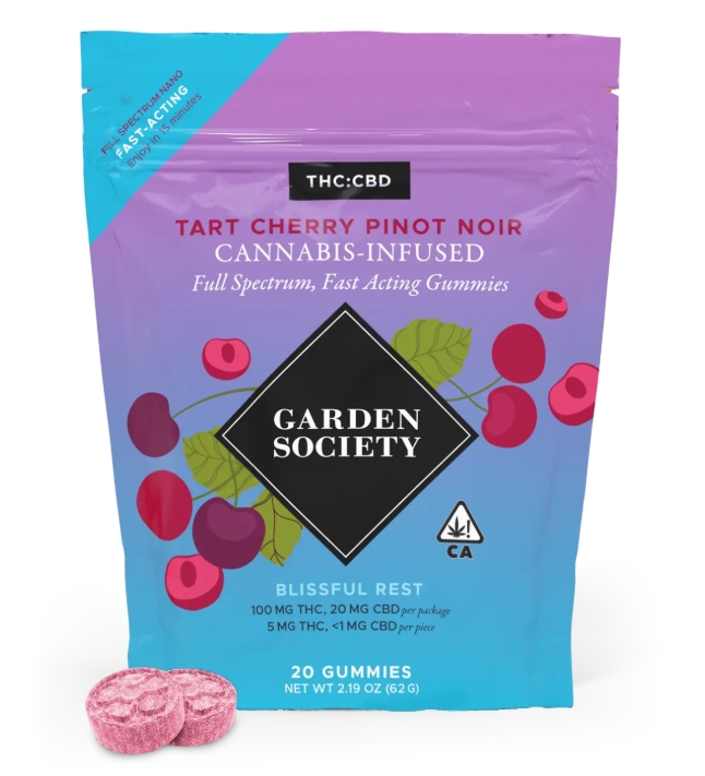 Garden Society Gummy Tart Cherry Pinot Noir 5:1 THC/CBD 100mg 20pk