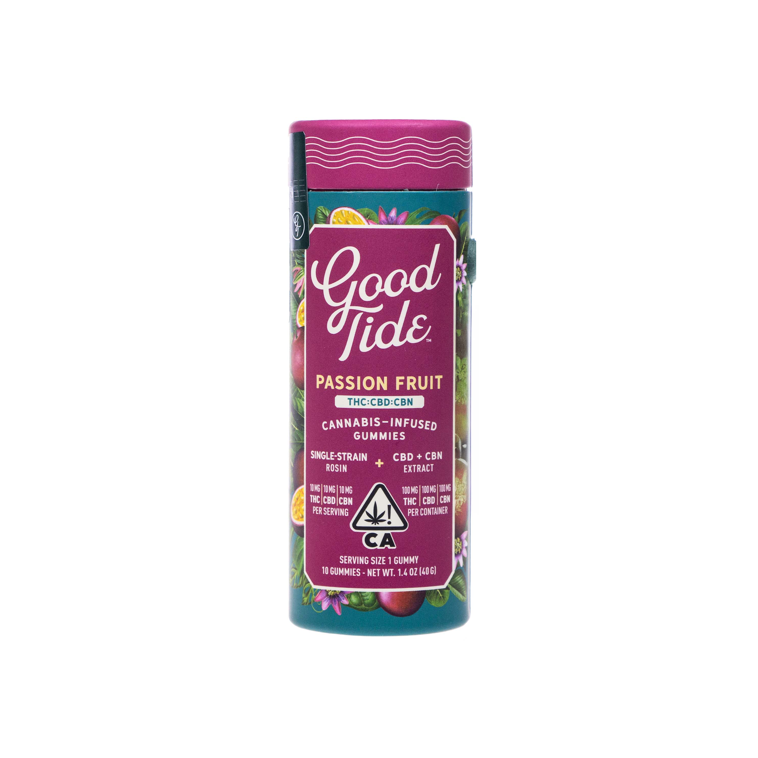 Good Tide | Passion Fruit Hash Rosin Gummies (1:1:1 THC:CBD:CBN - 300mg Total)