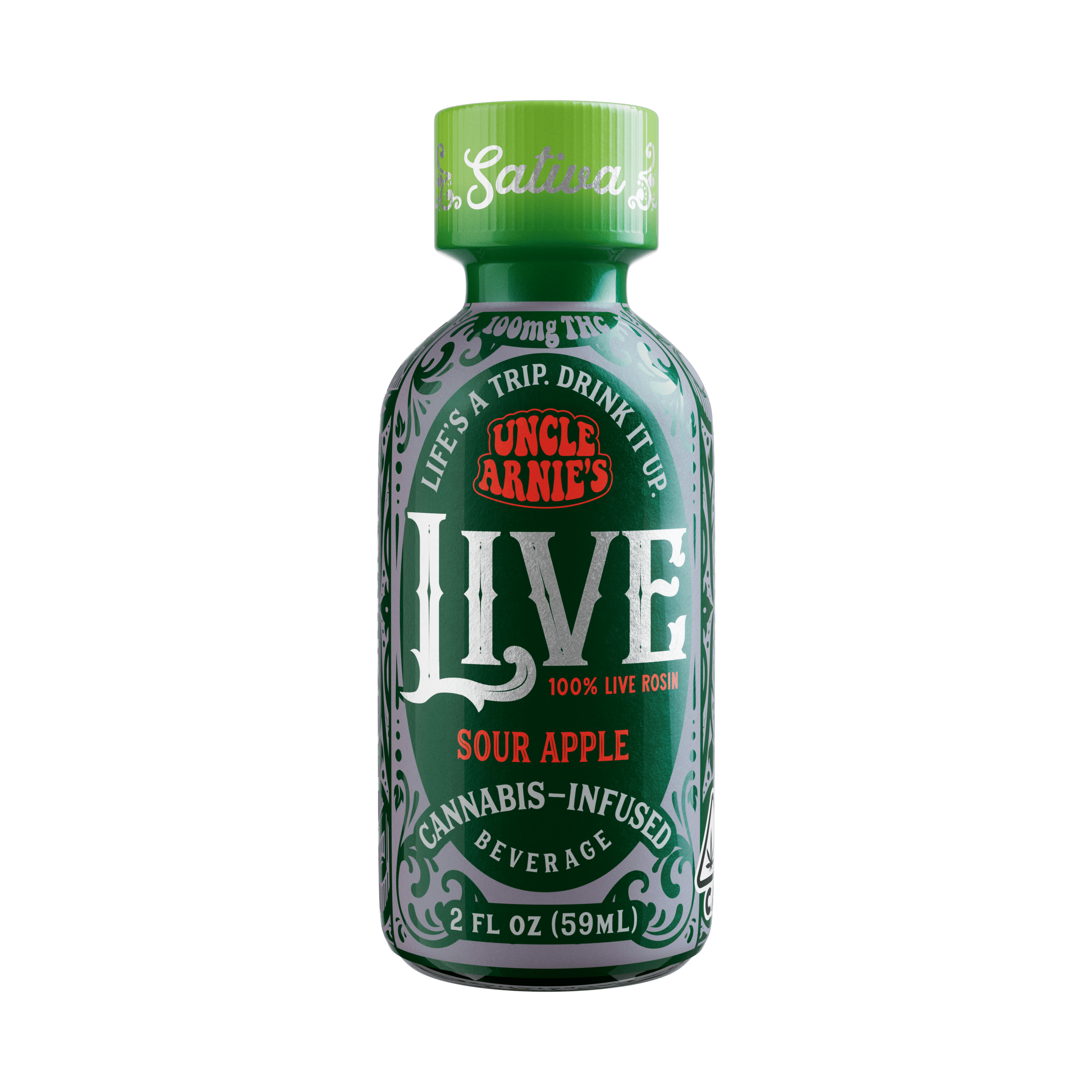 Uncle Arnie's | Sour Apple 100% Live Rosin | Non-Carbonated | 100mg | 2oz